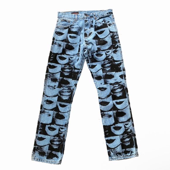 (Pby.ojs) Lip Print Denim - Picture 1 of 4